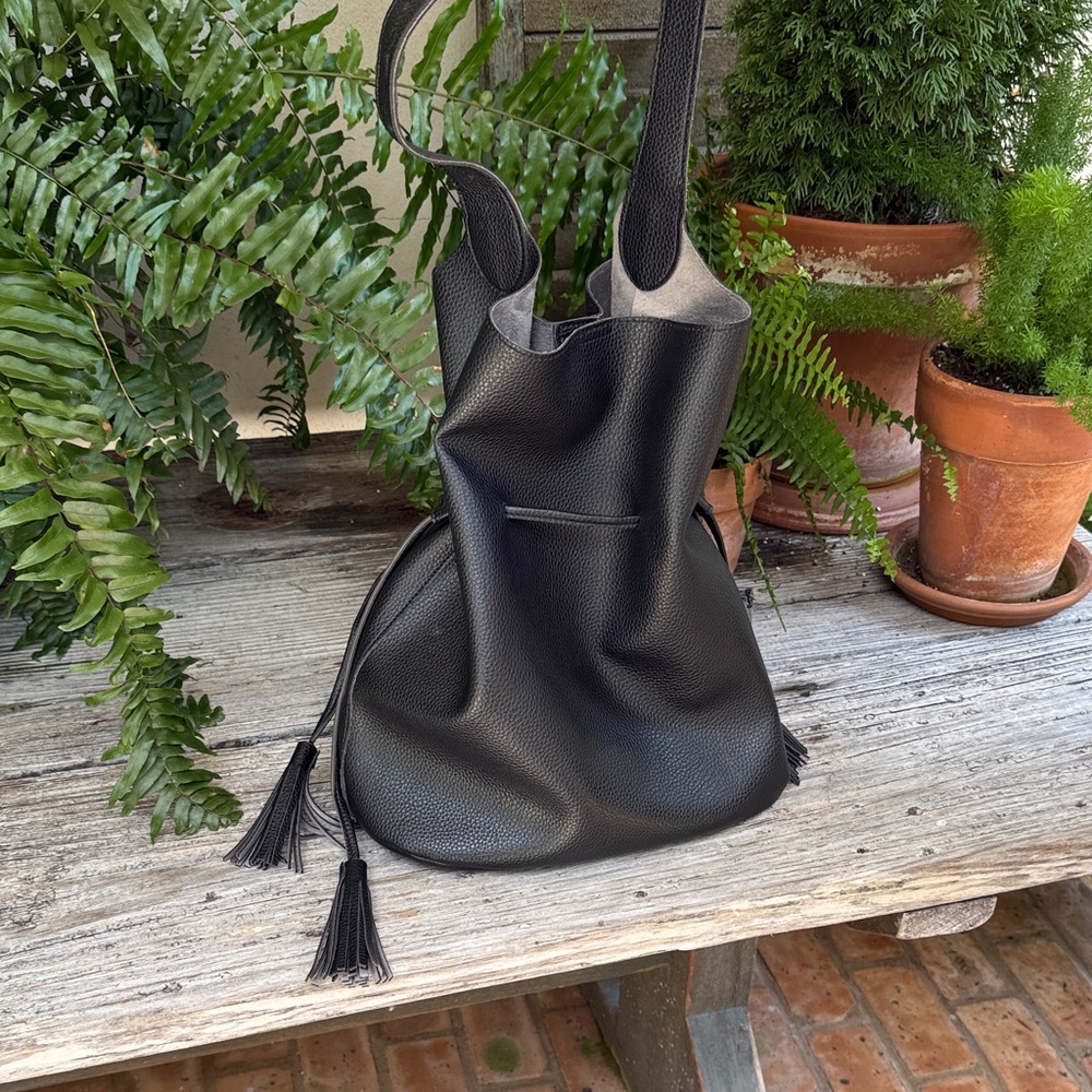 Elegant Black Leather Tote Bag
